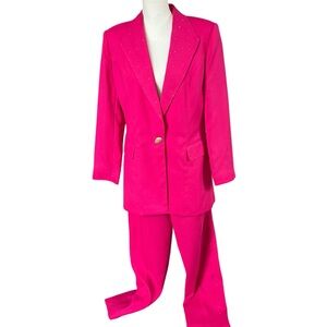 VTG 90s y2k Nubiano bright pink pant suit rhinestones embellished women 10
